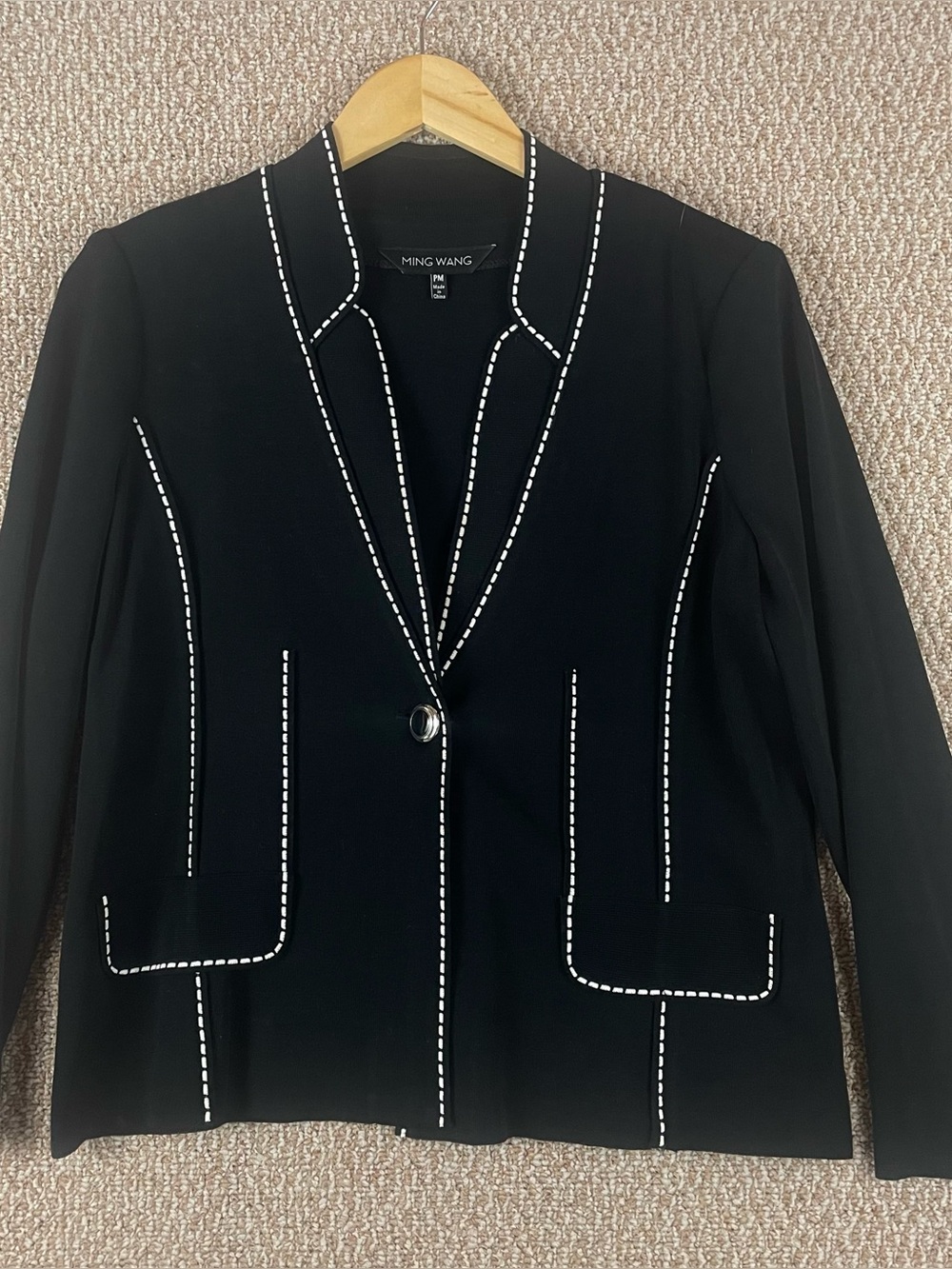 Ming Wang Cardigan Women’s PM Black Career Office Elegant Quiet Luxury 340
